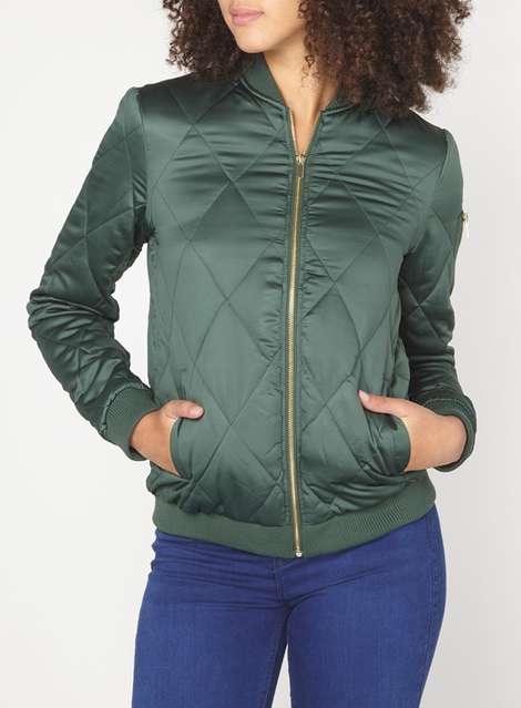 **Tall Diamond Quilted Bomber Jacket